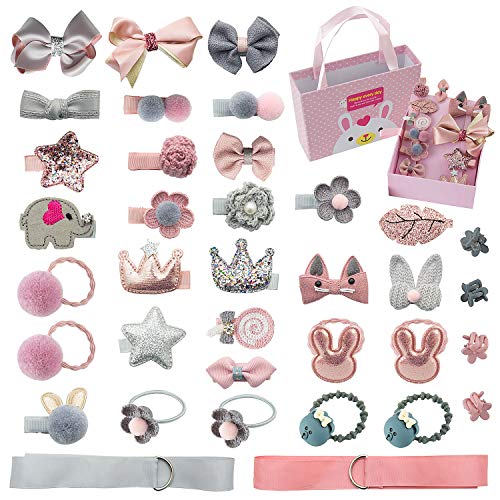 Horquillas Pelo Niña, Comius 36 Piezas Pinzas Niña e Gomas Pelo Niña Bebe Pinza de Pelo Niña con Tela Accesorios para el Pelo Niñas (Adorable)