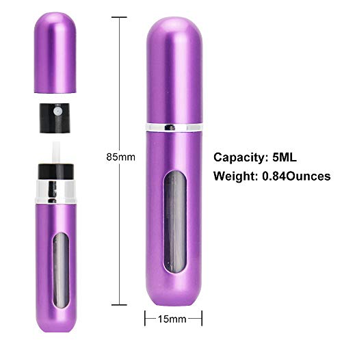 HosDen - Botella de perfume con atomizador recargable, 5 unidades, para viajes, con pulverizador fino para viaje