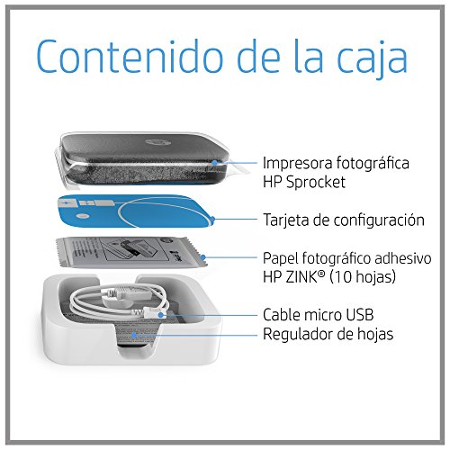 HP Sprocket - Impresora fotográfica portátil (impresión sin tinta, Bluetooth, 5 x 7.6 cm impresiones) color rojo