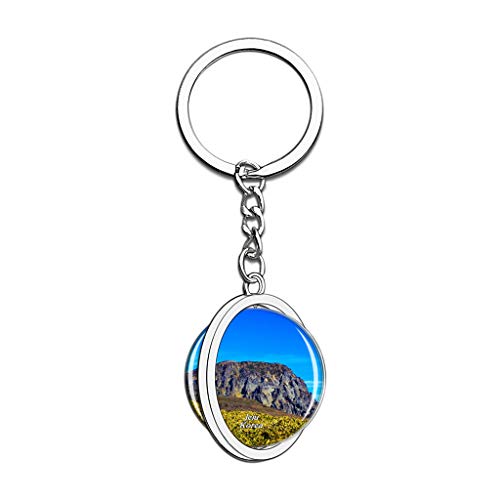 Hqiyaols Keychain Parque Nacional Hallasan Jeju Corea Cristal Girar Acero Inoxidable Llavero Viajes Ciudad Recuerdo Llavero