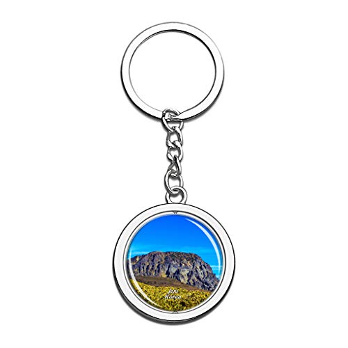 Hqiyaols Keychain Parque Nacional Hallasan Jeju Corea Cristal Girar Acero Inoxidable Llavero Viajes Ciudad Recuerdo Llavero