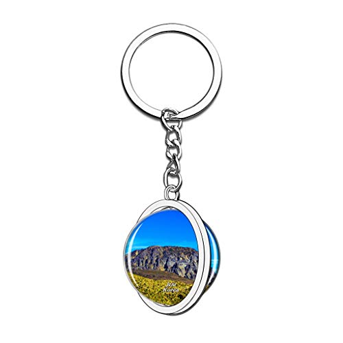 Hqiyaols Keychain Parque Nacional Hallasan Jeju Corea Cristal Girar Acero Inoxidable Llavero Viajes Ciudad Recuerdo Llavero