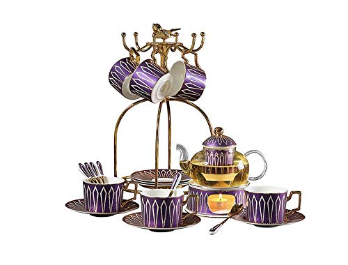 HQQ Taza de té Juego de té Cerámica Europea Tetera de Vidrio con Base de Calentamiento de la Vela for la decoración de la Sala de Estar, mudarse a un Nuevo hogar hogar