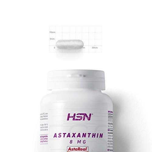HSN Astaxantina 8 MG AstaREAL | Suministro para 4 Meses | Antioxidante + Antiinflamatorio + Salud Ocular + Apoyo Inmunológico | Vegano, Sin Gluten, Sin Lactosa, No GMO, 120 Cápsulas Vegetales