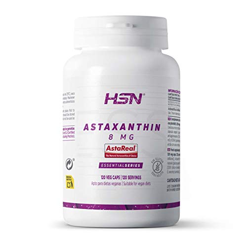 HSN Astaxantina 8 MG AstaREAL | Suministro para 4 Meses | Antioxidante + Antiinflamatorio + Salud Ocular + Apoyo Inmunológico | Vegano, Sin Gluten, Sin Lactosa, No GMO, 120 Cápsulas Vegetales