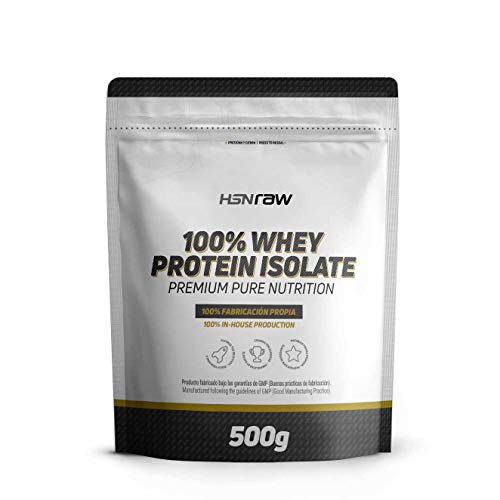 HSN Proteína Aislada de Suero 100% Whey Protein Isolate | Proteína Sin Sabor en Polvo | Suplemento para Ganar Masa Muscular | Rica en BCAAs y Glutamina | Apto Vegetariano, 500g