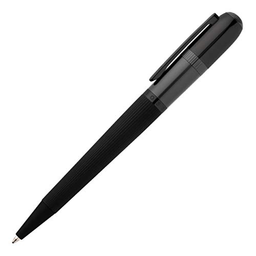Hugo Boss Contour Black - Juego de bolígrafo y carpeta de conferencias (A5, en estuche de regalo), color negro