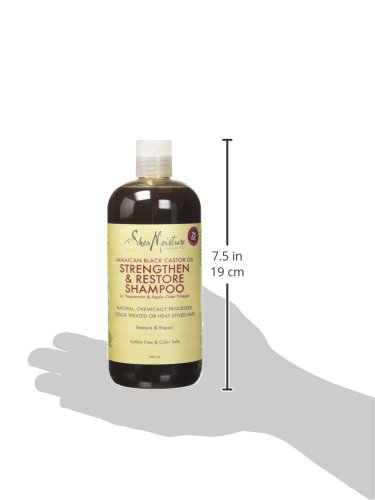 Humectación de karité, aceite de ricino negro jamaicano, champú fortalecedor/crecimiento y restauración, 506 ml.
