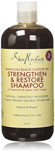 Humectación de karité, aceite de ricino negro jamaicano, champú fortalecedor/crecimiento y restauración, 506 ml.