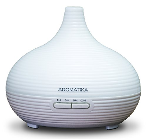 Humidificador Aromaterapia 300ml - Ambientador - Eléctrico - Difusor de Aceites Esenciales - Colores Led - Ultrasónico para Hogar - Oficina - Yoga - Dormitorio - Blanco - Luz Nocturna