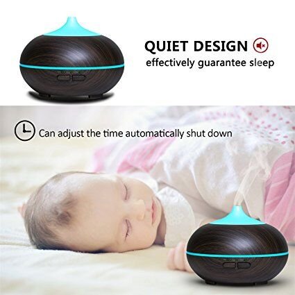 Humidificador Aromaterapia Ultrasónico 500ml Portátil Difusor de Aceites Esenciales QDD02 7-Color LED Lámparas Operación silenciosa y Auto Shut Off Perfecto para el Hogar Yoga Oficina Spa