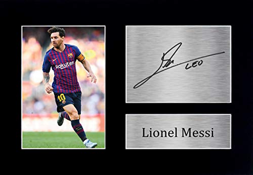 HWC Trading Lionel Messi A4 Sin Marco Regalo De Visualización De Fotos De Impresión De Imagen Impresa Autógrafo Firmado por Barcelona Los Aficionados Al Fútbol