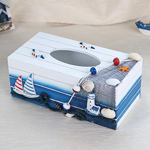 HXZF Mediterráneo Creativo Caja de pañuelos de Madera Bandeja de servilletas de baño de múltiples Funciones Bandeja de Hotel Decoración del hogar Almacenamiento para el hogar