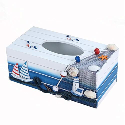 HXZF Mediterráneo Creativo Caja de pañuelos de Madera Bandeja de servilletas de baño de múltiples Funciones Bandeja de Hotel Decoración del hogar Almacenamiento para el hogar