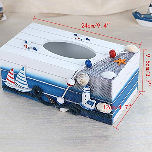 HXZF Mediterráneo Creativo Caja de pañuelos de Madera Bandeja de servilletas de baño de múltiples Funciones Bandeja de Hotel Decoración del hogar Almacenamiento para el hogar