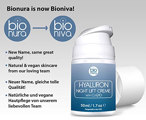 Hyaluron Face Lift Night Cream - Crema antiarrugas de cuidado facial antienvejecimiento con ingredientes veganos e naturales, como péptidos, ácido hialurónico, CoQ10, AHA, ácido glicólico y aloe 50ml