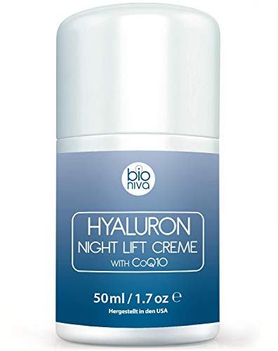 Hyaluron Face Lift Night Cream - Crema antiarrugas de cuidado facial antienvejecimiento con ingredientes veganos e naturales, como péptidos, ácido hialurónico, CoQ10, AHA, ácido glicólico y aloe 50ml