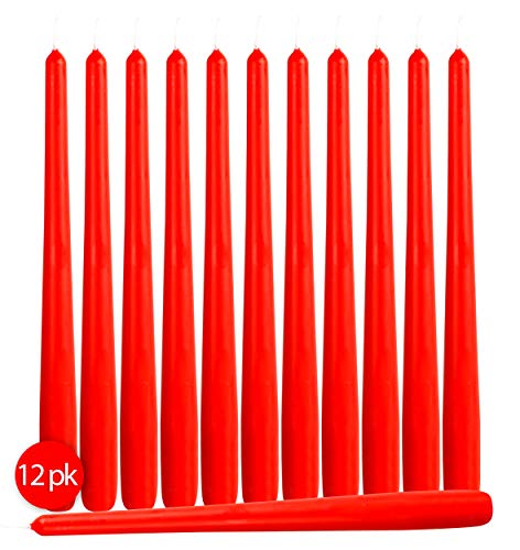 Hyoola 12 Velas Cónicas DE 10 Pulgadas Terra Naranja sin Goteo, sin Perfume, Vela de Cena – Cera de parafina con mechas de Algodón – 8 Horas de Tiempo de Combustión