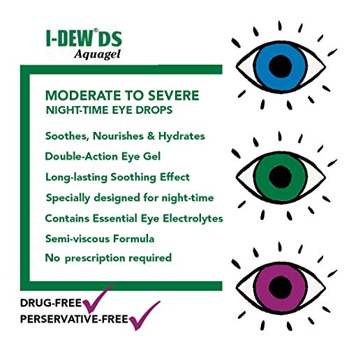 I-Dew DS Night-Time Aquagel Eye Drops for Dry Eyes, Preservative-Free on The Eye Surface, Eye Drops for Contact Lens Users and Red Eyes