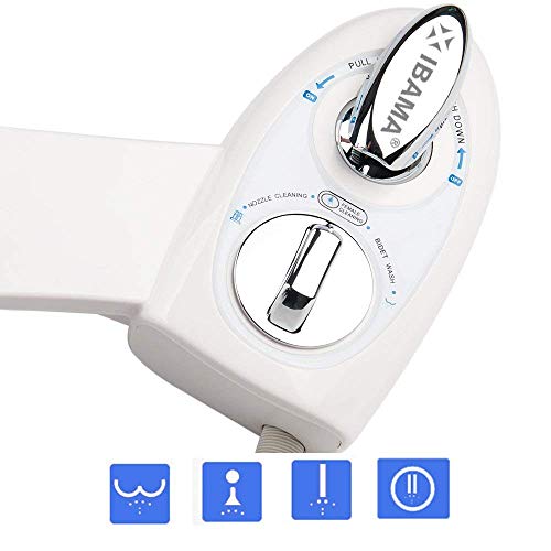 IBAMA Bidés, Toilet Seat Bidet Bidé de asiento de inodoro con boquilla doble, boquilla autolimpiante, accesorio WC bidet mecánico no eléctrico de agua dulce