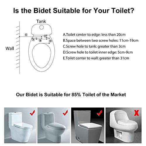 IBAMA Bidés, Toilet Seat Bidet Bidé de asiento de inodoro con boquilla doble, boquilla autolimpiante, accesorio WC bidet mecánico no eléctrico de agua dulce