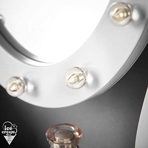 ice cream what's your flavour? Beverley Dior Tocador Luces LED Espejo de Tocador Taburete 5 Cajones de Maquillaje y Almacenamiento de Joyas para el Dormitorio (Blanco)