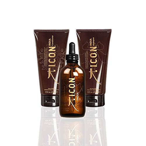 ICON India Care Trio (Shampoo 8oz, Conditioner 8oz & India Oil 3.38oz) by ICON
