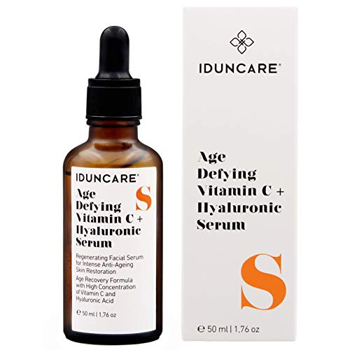 Iduncare Sérum Facial Vitamina C & Ácido Hialurónico - Sérum Antiedad con Efecto Antiarrugas, Hidratante e Iluminador - Mejor Sérum con 20% Vitamina C, Ácido Hialurónico y Colágeno - 50 ml