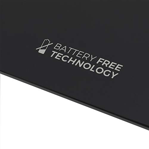 IKOHS EXIGES - Báscula de Baño ecológica generación de energía con Pantalla LCD, sin pilas ni baterias, Compacta, Capacidad de 150kg, Medición Alta Precisión, Con Apagado Automático (Negro)