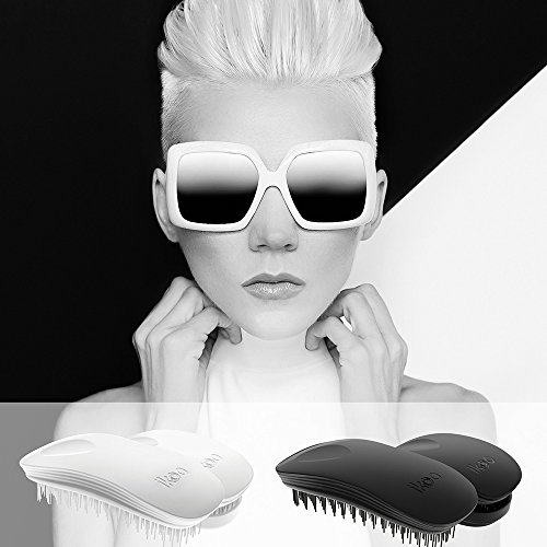 ikoo Home Black Classic - Cepillo sin mango desenredante para todo tipo de cabello, cerdas suaves, masaje del cuero cabelludo, cepillado para pelo largo, mojado o seco. Ergonómico y vegano.