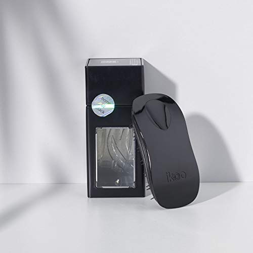 ikoo Home Black Classic - Cepillo sin mango desenredante para todo tipo de cabello, cerdas suaves, masaje del cuero cabelludo, cepillado para pelo largo, mojado o seco. Ergonómico y vegano.