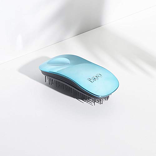 ikoo Home Black Metallic - Cepillo sin mango desenredante para todo tipo de cabello, cerdas suaves, masaje del cuero cabelludo, cepillado pelo largo, mojado o seco, Ergonómico y vegano