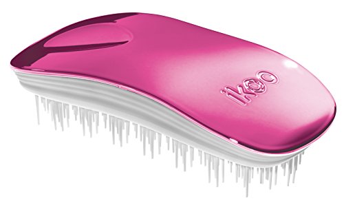ikoo Home White Metallic - Cepillo sin mango desenredante para todo tipo de cabello, cerdas suaves, masaje del cuero cabelludo, cepillado pelo largo, mojado o seco. Ergonómico y vegano.