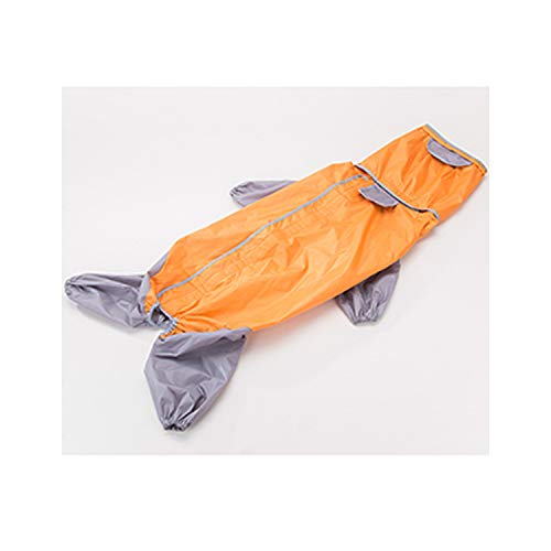 Impermeable Grande del Perro Costura Capucha Impermeable de la Lluvia Slicker de Ropa Trajes de Trabajo para Labrador Labrador Dorado, Naranja, 7XL Pecho 108cm
