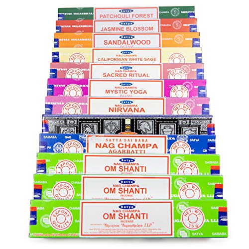 Indian Arts Om Shanti Satya - Juego de Incienso OS1 12 x 15 g Incluye: 3 x Om Shanti, SuperHit, Nag