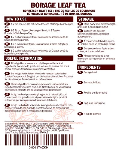 Indigo Herbs Té de Hoja de Borraja 50g