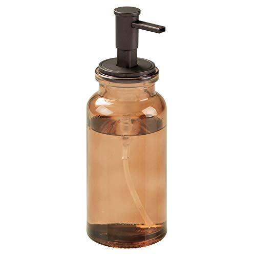 InterDesign - Westport - Bomba de Vidrio dosificadora de jabón Espuma, para la Cocina o el Cuarto de baño - Arena/Bronce