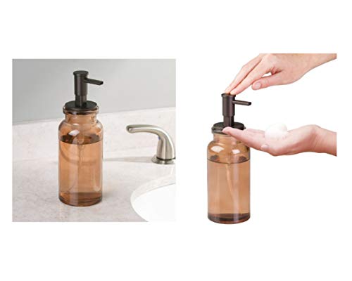 InterDesign - Westport - Bomba de Vidrio dosificadora de jabón Espuma, para la Cocina o el Cuarto de baño - Arena/Bronce