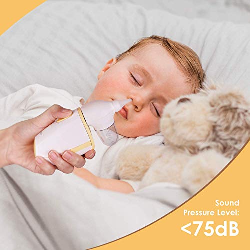 INTEY Aspirador Nasal Eléctrica, Protección Antirreflujo, 2 Boquillas de Silicona, Dispositivo de Succión Nasal para Bebés, Congestión Nasal, Frío, Moco, con Certificación CE