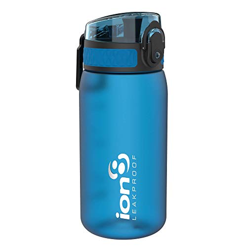 Ion8 Botella Agua Niños Sin Fugas, Sin BPA, Monos, Azul