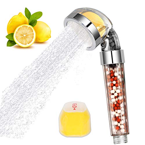 Ionic cabezal de ducha de alta presión con filtro de vitamina C, cabezal de ducha de mano, rejuvenece el sistema de filtración de las cuentas de ducha (plateado, blanco)