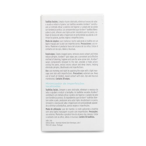 ISDIN Acniben Teen Skin Toallitas Anti Imperfecciones para Piel grasa o Acnéica - 30 Toallitas. (690010121)