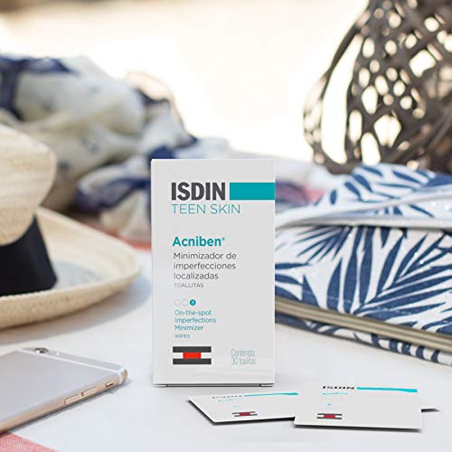 ISDIN Acniben Teen Skin Toallitas Anti Imperfecciones para Piel grasa o Acnéica - 30 Toallitas. (690010121)