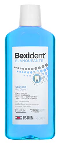 Isdin Bexident Blanqueante Colutorio, Uso Diario, Enjuague Bucal Blanqueante Remineralizante Triple Acción Antiplaca 1 x 500 ml