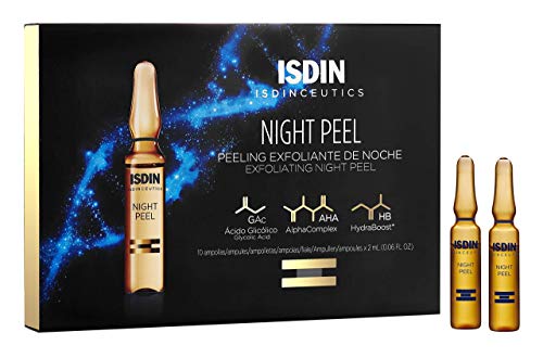 Isdin Isdinceutics Night Peel | Peeling Exfoliante facial de Noche, Promueve la Renovación Celular Monodosis 10 x 2ml