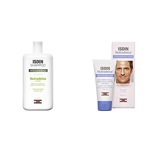 ISDIN Nutradeica PACK para pieles seborréicas: Gel-crema facial 50 ml + Champú Anticaspa Grasa, 400ml