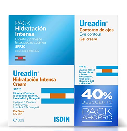 ISDIN Ureadin Pack: Crema De Hidratación Intensa (SPF 20, Piel Seca), 50 ml + Gel Crema Contorno De Ojos (SPF 20), 15ml