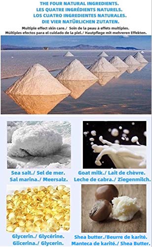 Jabón con sal marina natural y leche de cabra casera. Anti-acné, anti-polvo y anti-puntos negros. Limpia, exfolia e hidrata la piel y el rostro. Para pieles secas y grasosas.