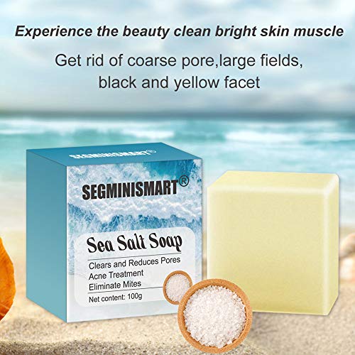 Jabón de sal de mar, antiacné cicatrices de puntos negros y acné, jabón para aliviar el eccema para pieles secas y grasas naturales.