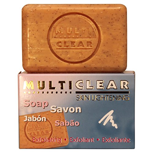 Jabón exfoliante aclarador. MULTICLEAR - 100g. Antimanchas y Antiacne. Con semilla de Melocotón. Combate puntos negros y células muertas